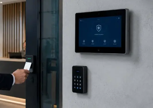 Commercial access control keypad and security panel for business security