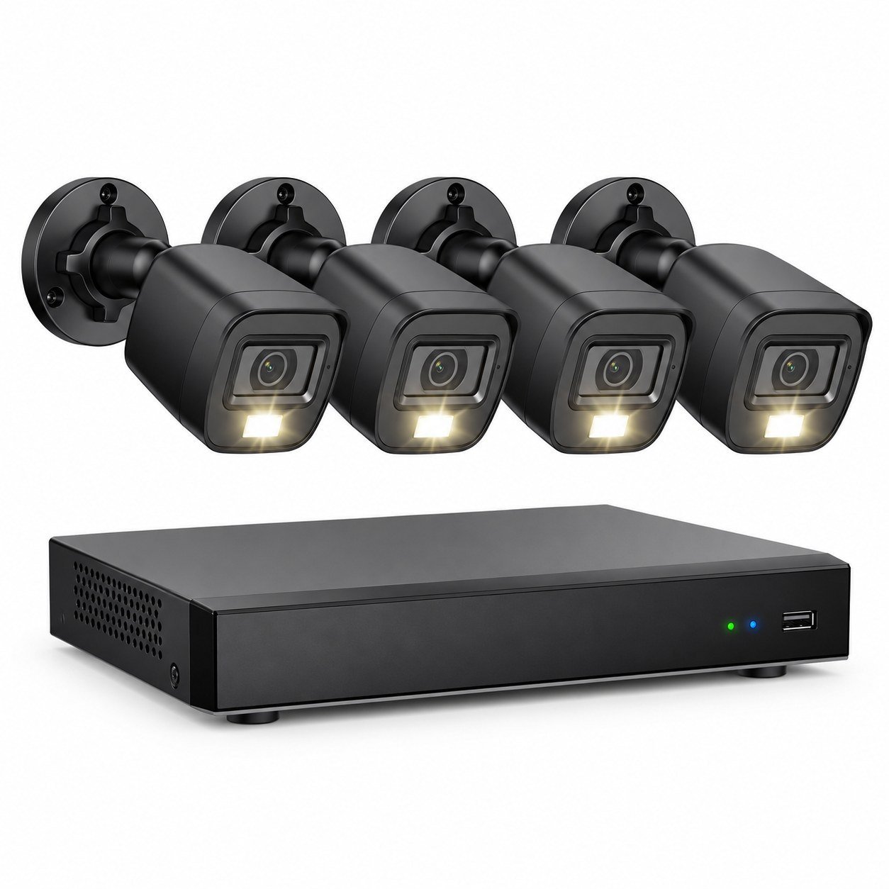 Wired PoE security cameras with NVR recorder